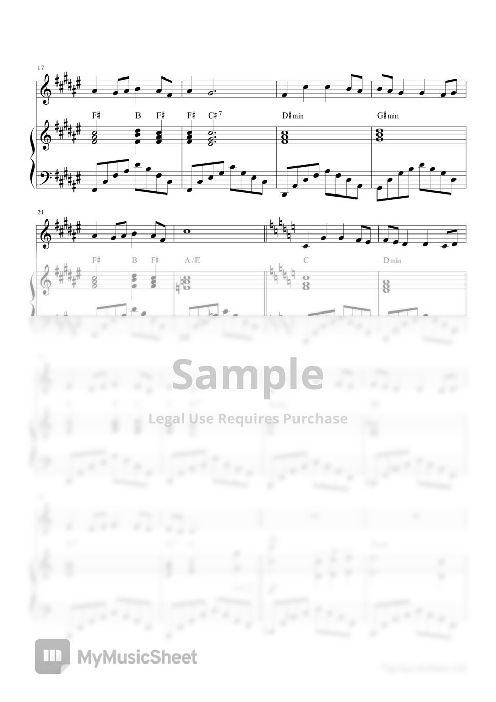 Harold Faltermeyer - Top Gun Anthem《捍衛戰士》電影主題曲 (三行伴奏譜)(C-F#) by MickyMusic