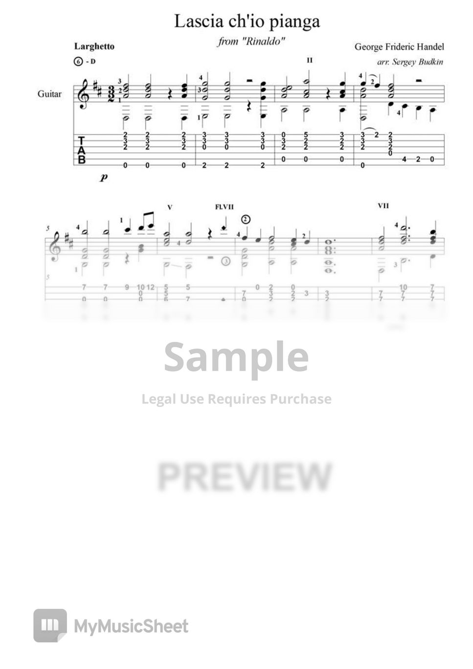 Frideric Handel Lascia ch'io pianga Sheets by Buddy_King