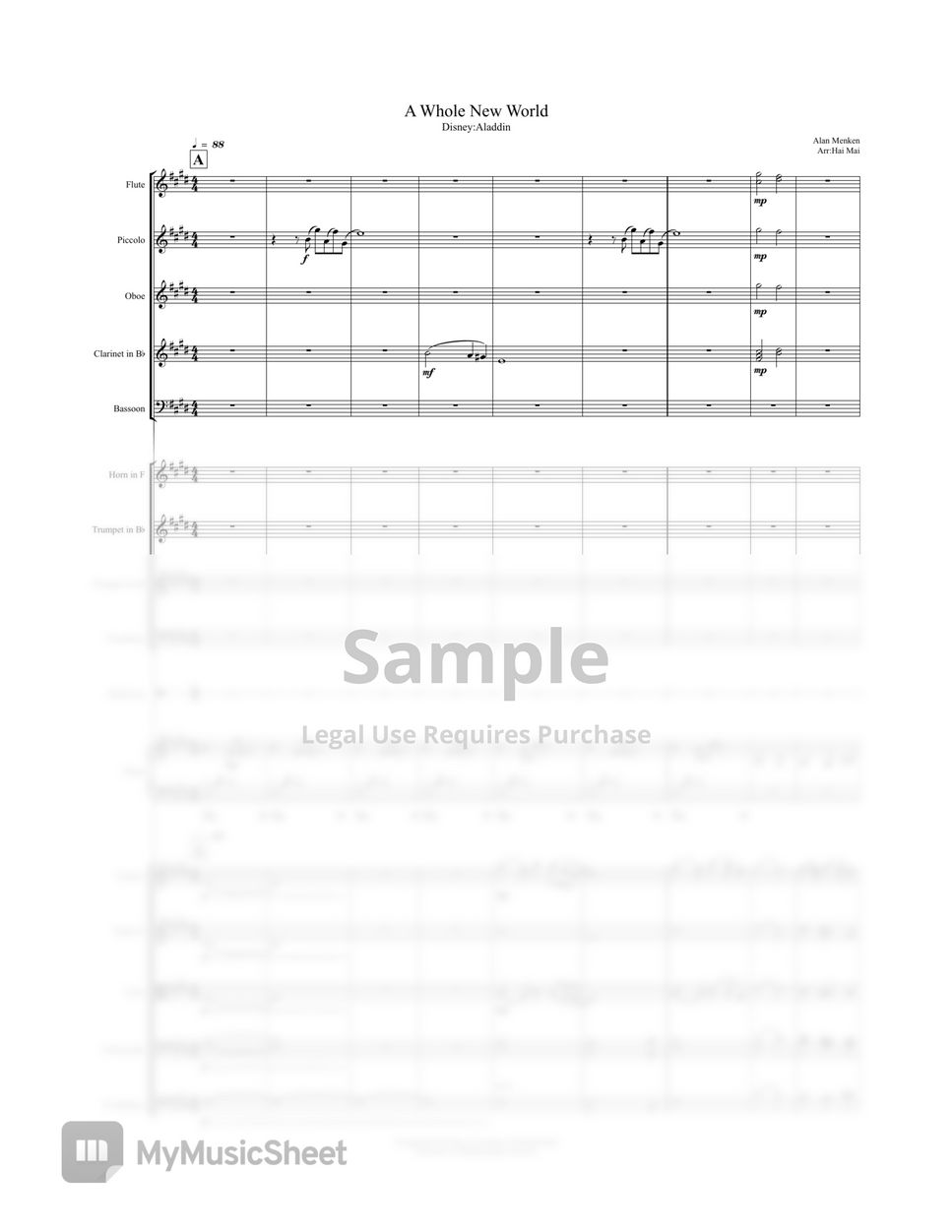 Alan Menken - A Whole New World for Orchestra - Score and Part by Hai Mai