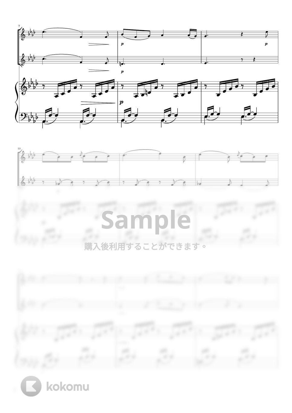 メンデルスゾーン - 歌の翼に (A♭・ピアノトリオ/Vn duo) by pfkaori