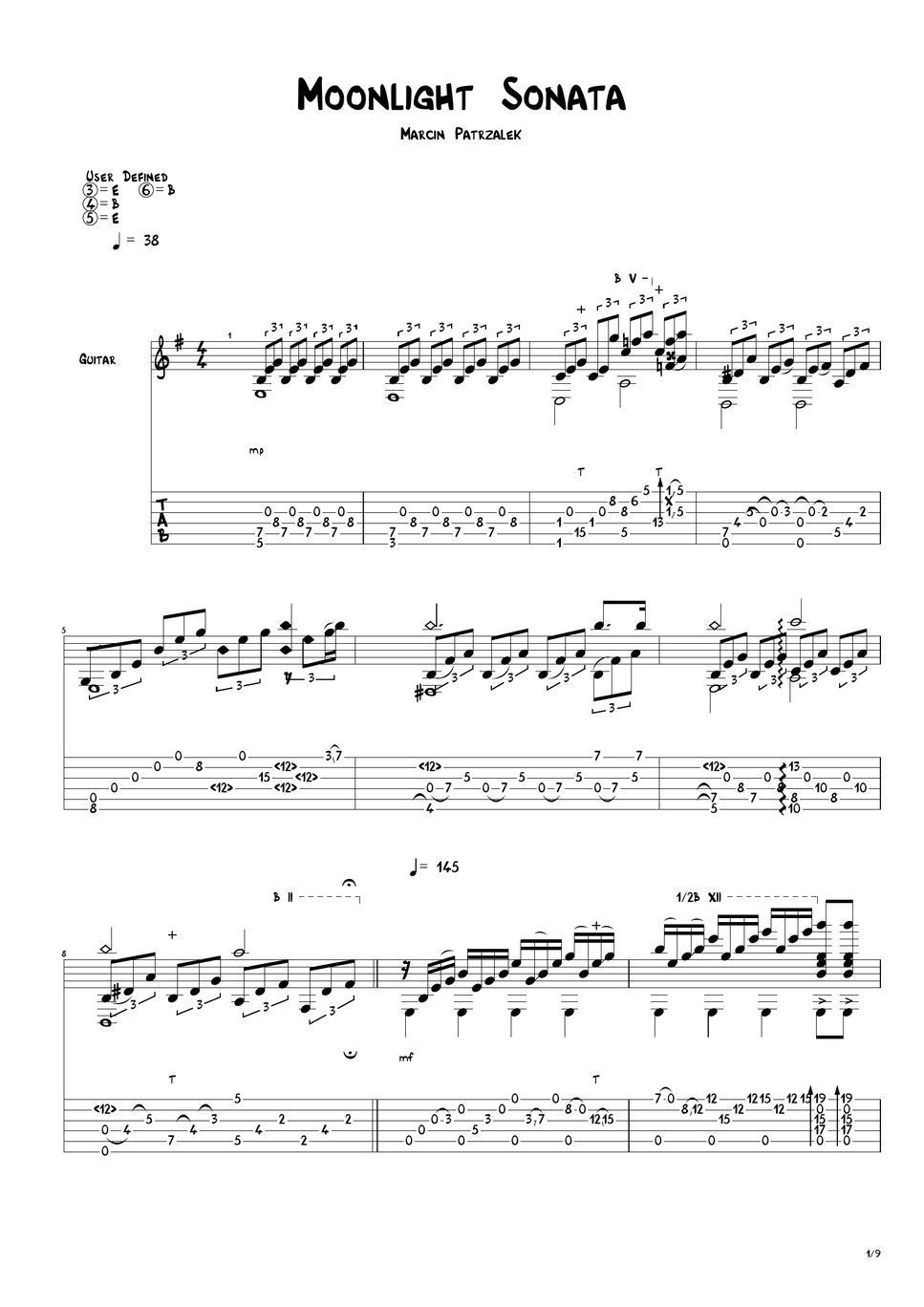 Marcin Patrzalek - Moonlight Sonata(1st movement) Sheets by 「Agape Guitar」