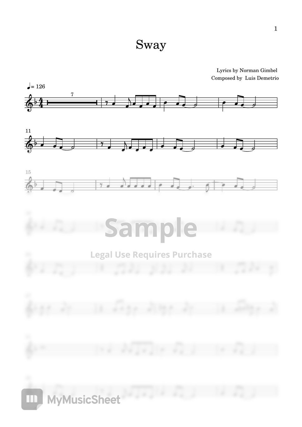 Michael Bublé Sway 악보 by Kaho