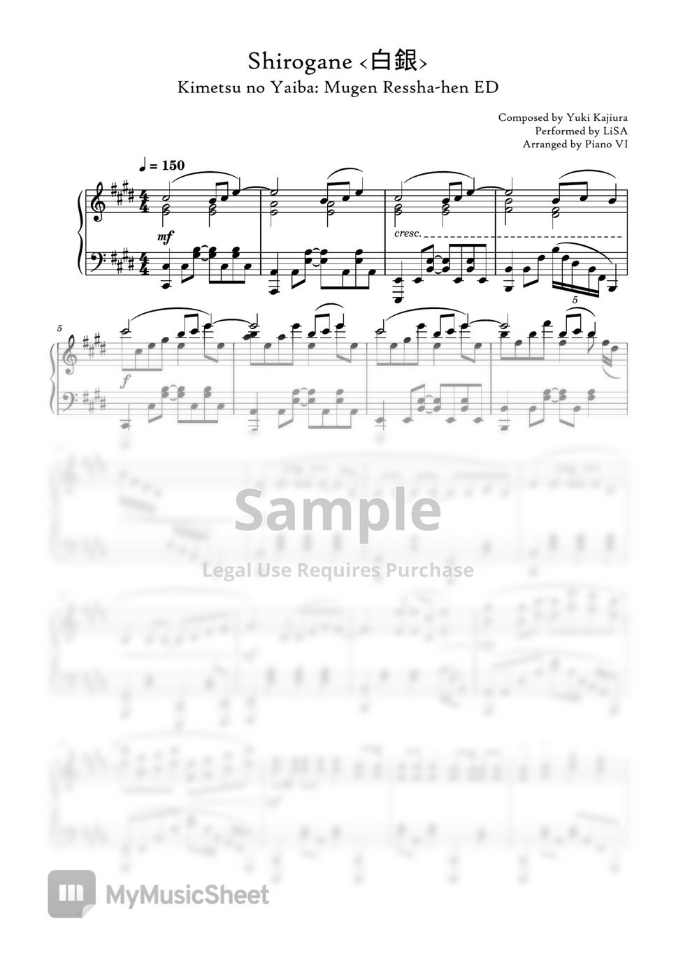 LiSA - Shirogane by Piano VI