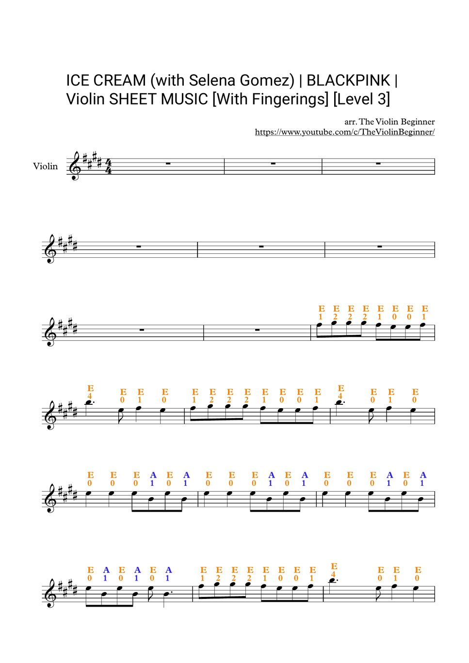 BLACKPINK ICE CREAM (with Selena Gomez) Sheets by The Violin Beginner