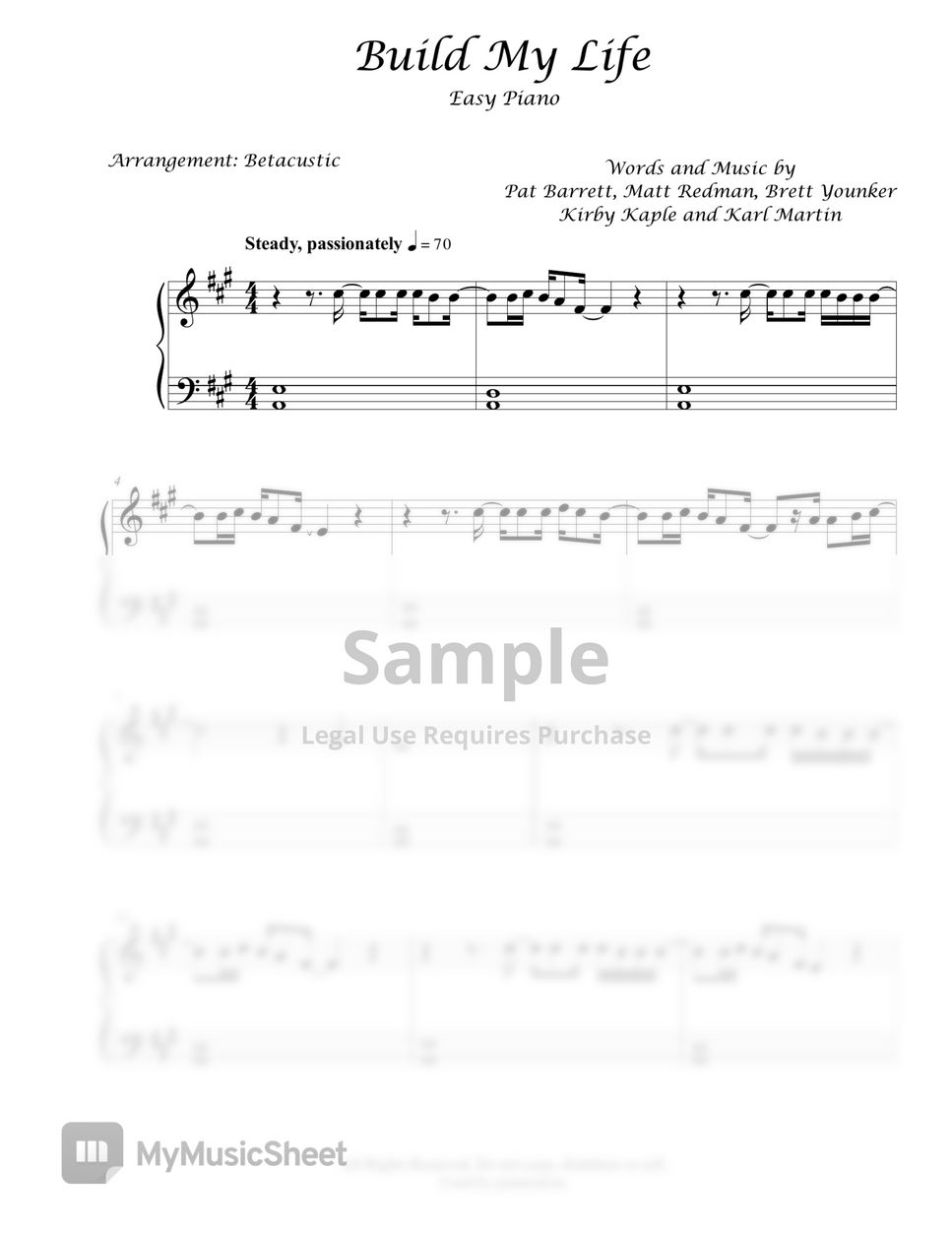 Pat barrett build my life easy piano sheets by betacustic