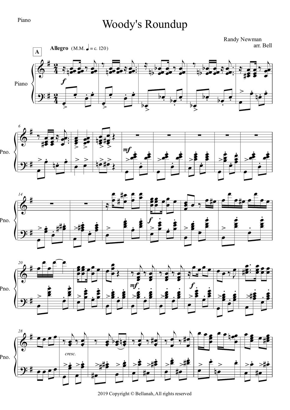ToyStory Woody's Roundup (Violin) Sheet by Bell
