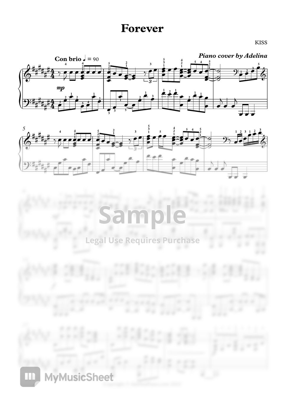 Kiss Forever Sheets by Adelina Piano