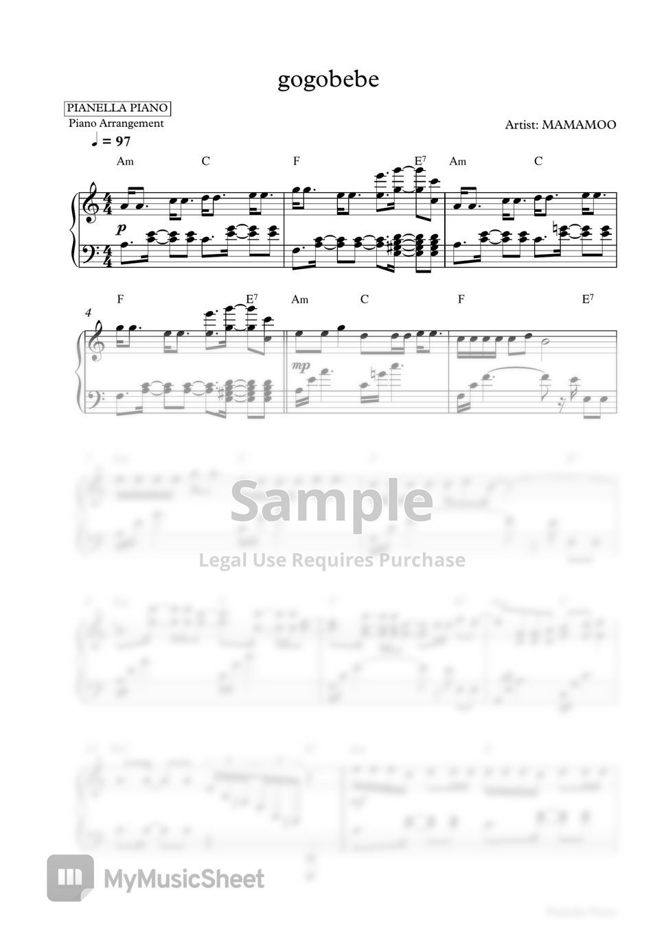 MAMAMOO - gogobebe (Piano Sheet) by Pianella Piano