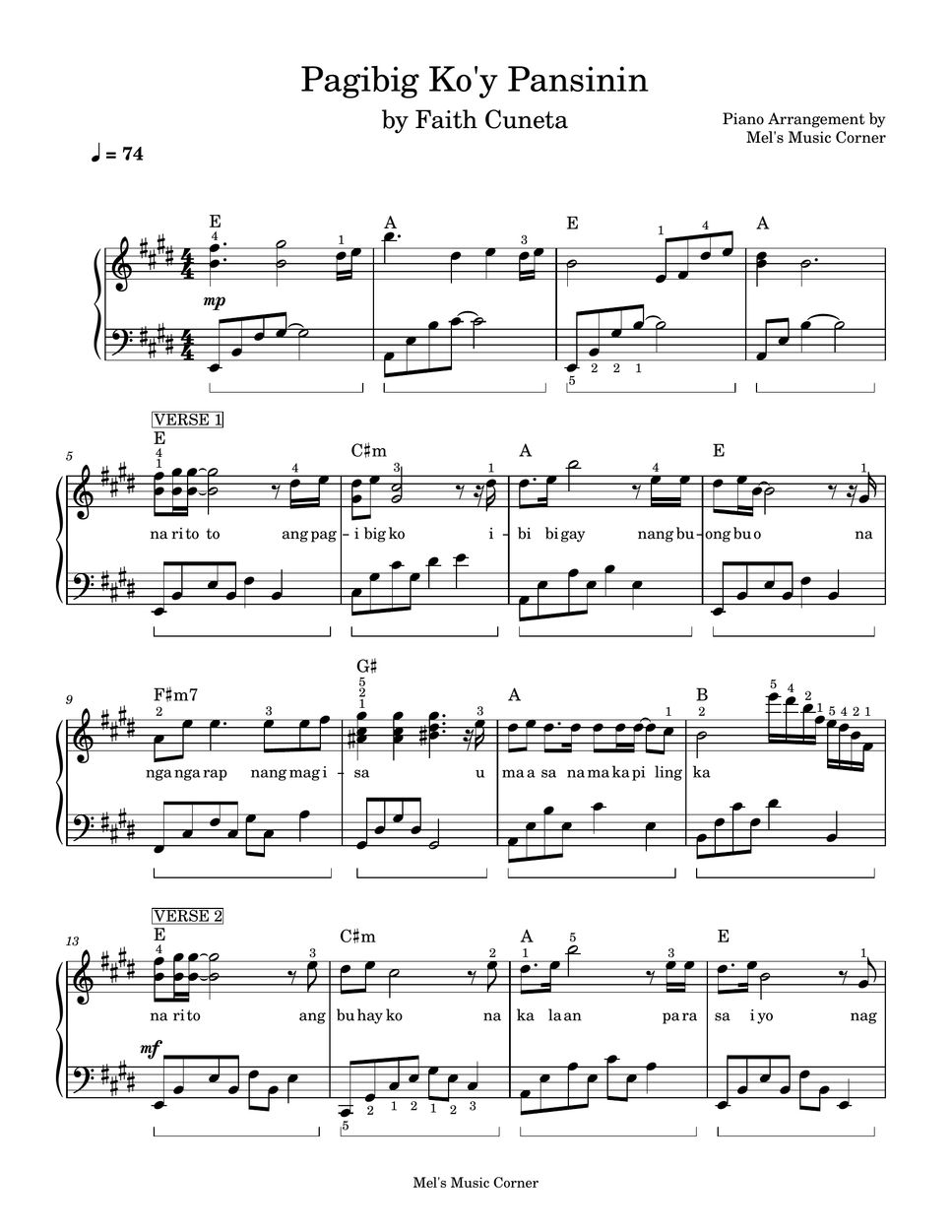 Faith Cuneta - Pag-ibig Ko'y Pansinin (piano sheet music) by Mel's Music Corner