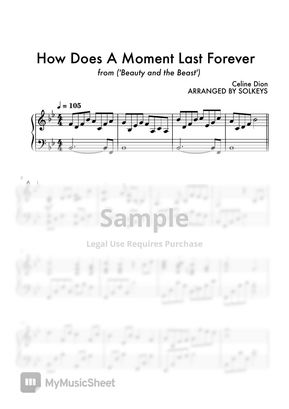 Celine Dion How Does A Moment Last Forever By SolKeys