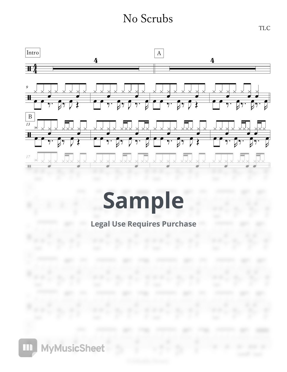 TLC No Scrubs Sheets by Arkadia Drums