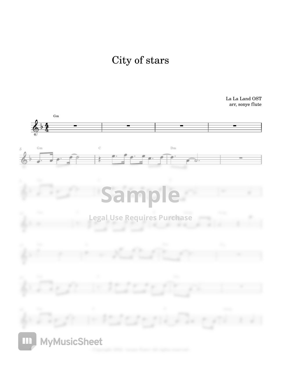 La La Land OST - City of stars (Flute Sheet Music Easy) by sonye flute