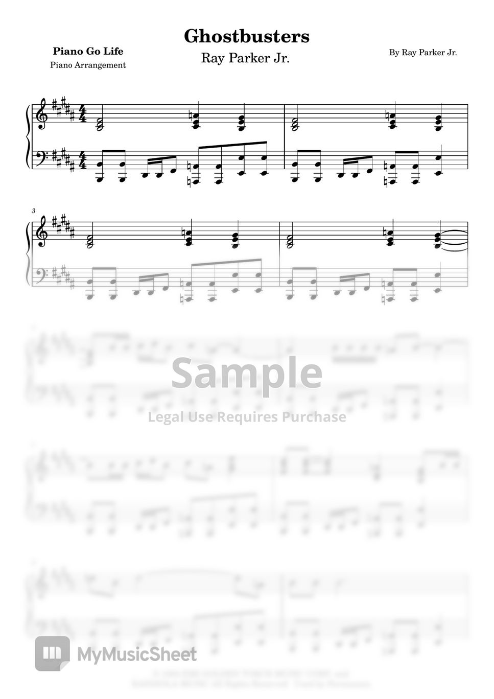 Ray Parker Jr Ghostbusters Theme Song Sheets By Piano Go Life 4259