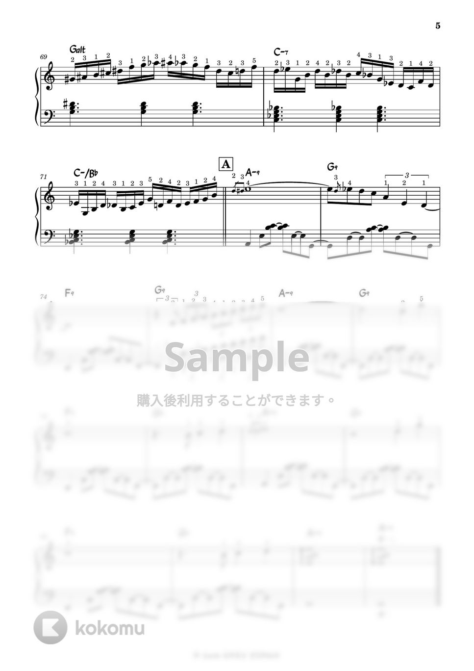 Michel Petrucciani - September second (ピアノ両手 / 上級 / 指番号