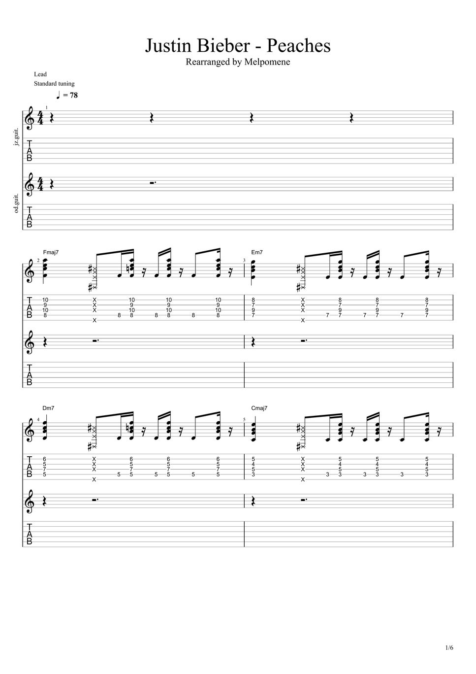 Justin Bieber Peaches Sheet by Melpomene_chan