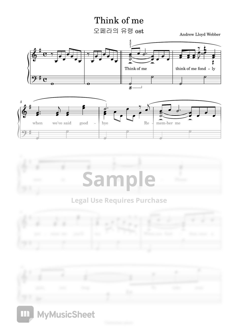 Andrew LLoyd Webber Think of me (The Phantom of Opera OST) (Piano(02)