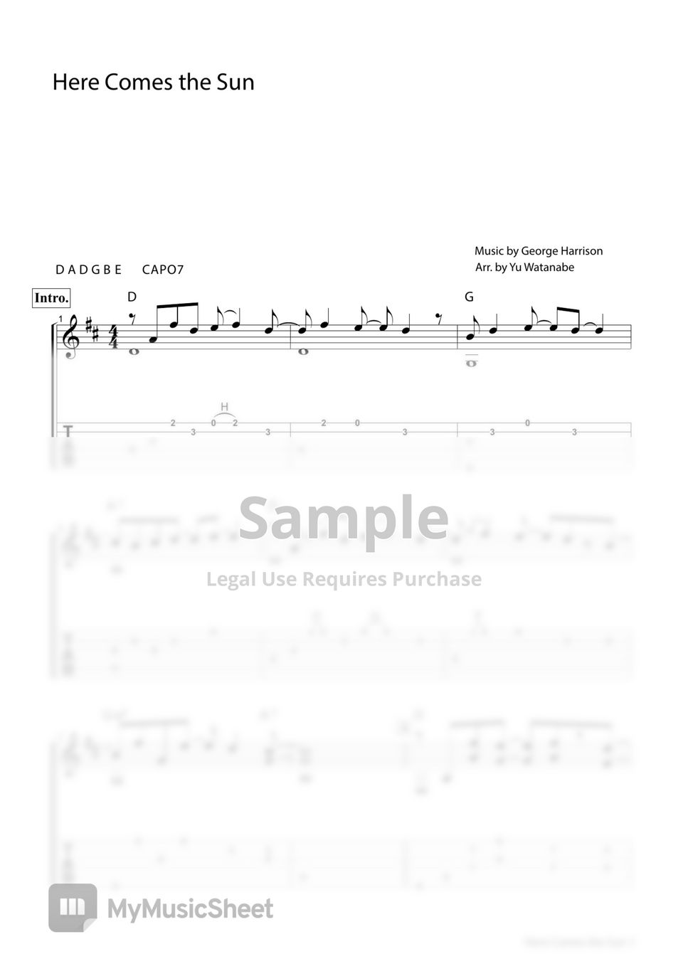 The Beatles Here Comes the Sun Partition musicale by わたなべゆう