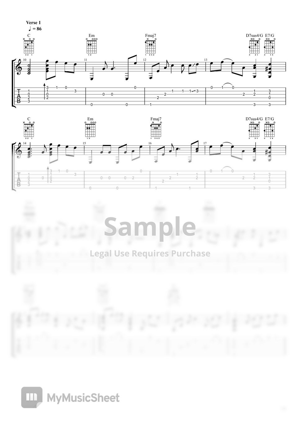 Bruno Mars Fingerstyle Guitar Versace On The Floor 악보 by