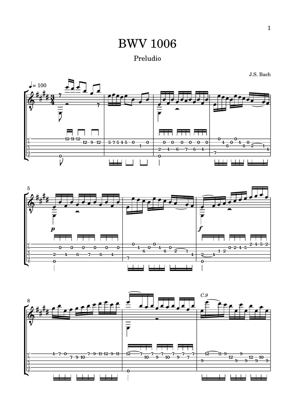 Johann Sebastian Bach - BWV 1006 (Preludio) by LemonTree