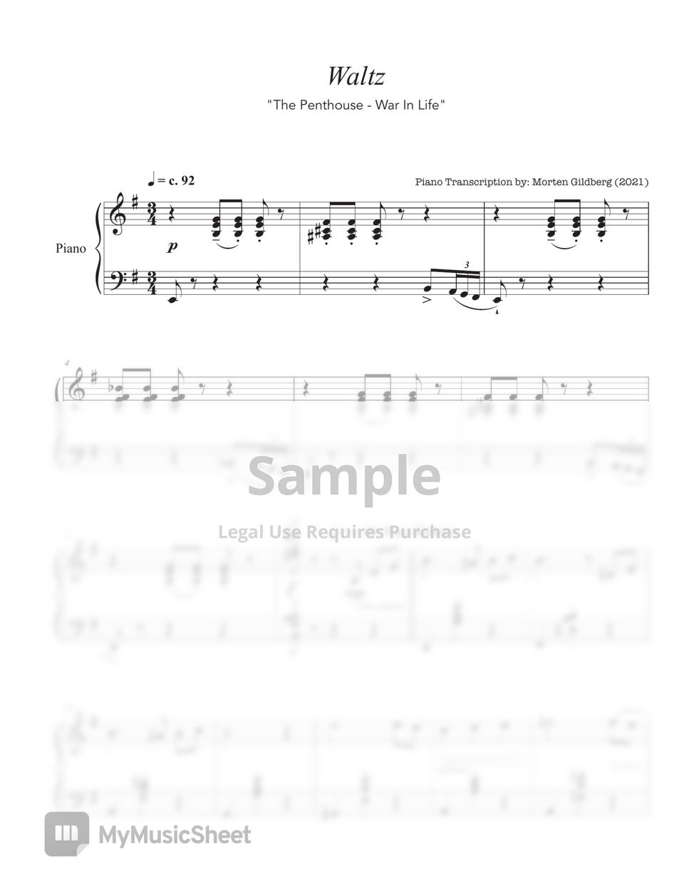 The Penthouse - (펜트하우스) BGM - 'Waltz' - piano arrangement by Morten Gildberg