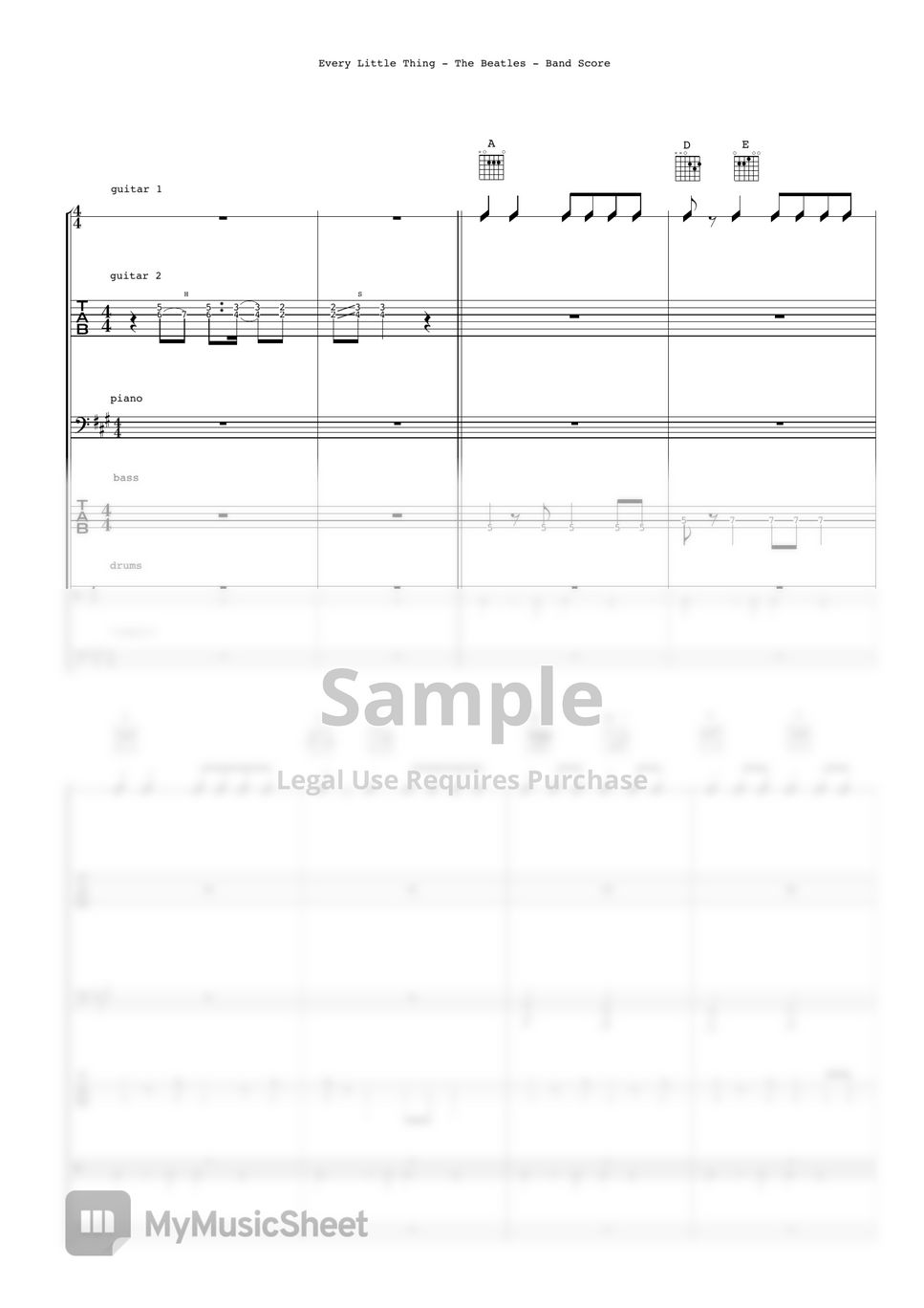 The Beatles - Every Little Thing (Band Score) by Ryohei Kanayama