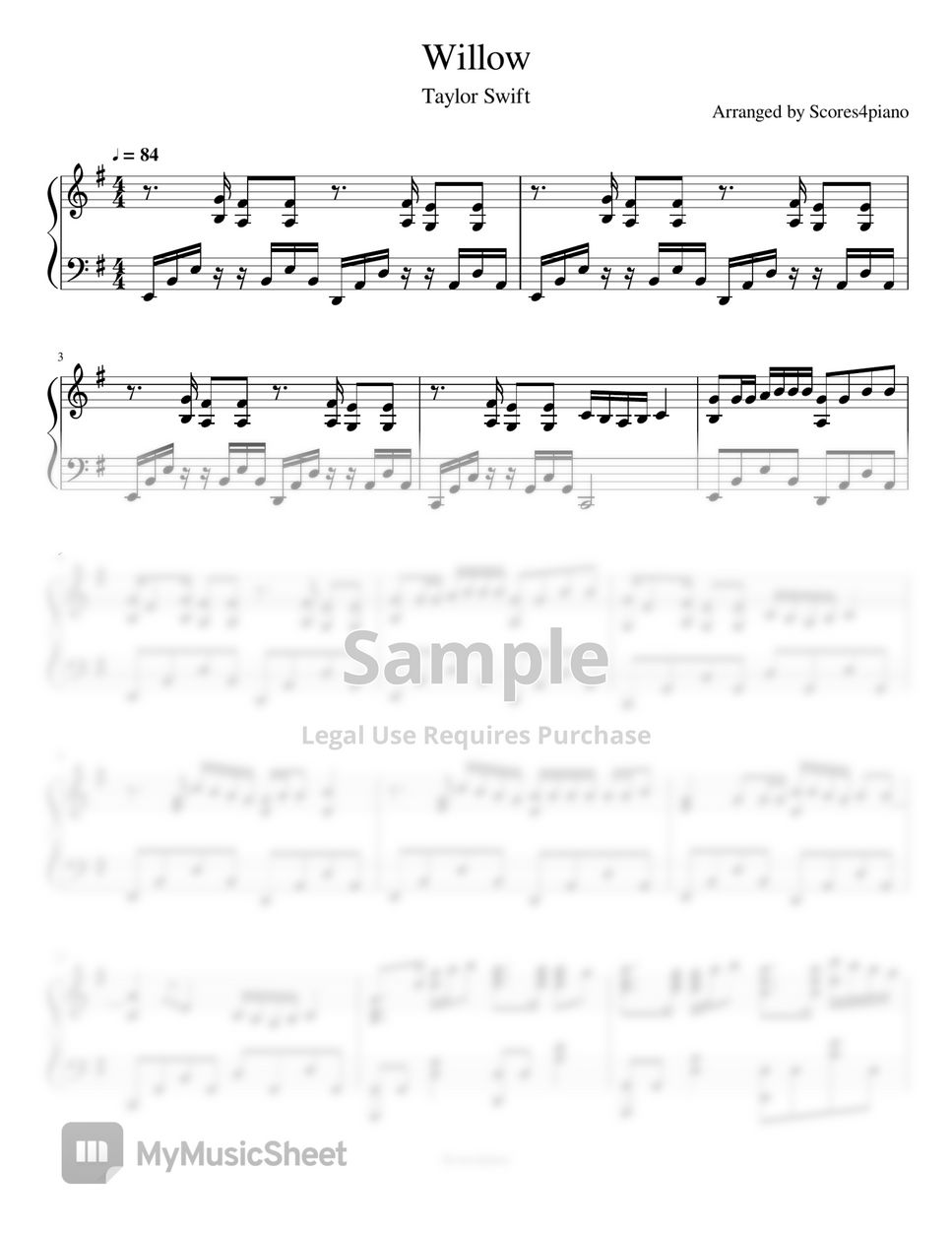 Taylor Swift - Willow by Scores4piano
