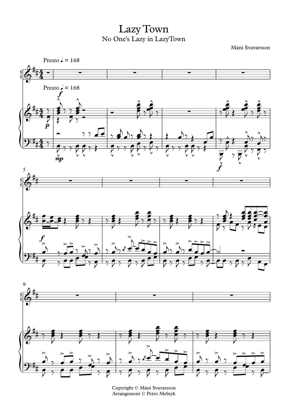 No One's Lazy in LazyTown LazyTown Notenblatt by Petro Melnyk