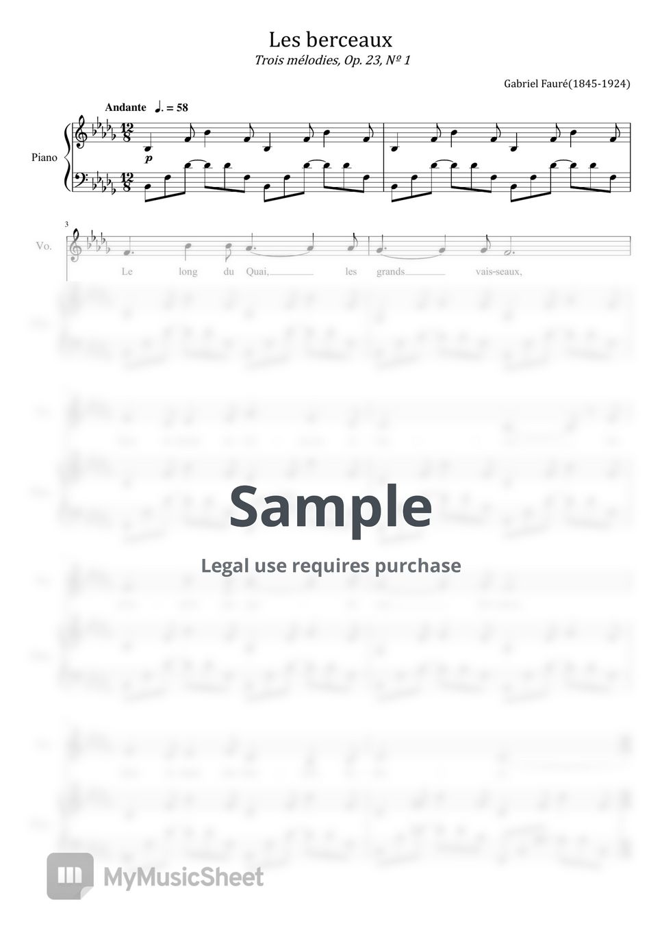 Gabriel Fauré - Les Berceaux (Gabriel Fauré - 3 Songs, Op.23 No.1 - For Voice and Piano Original) by poon