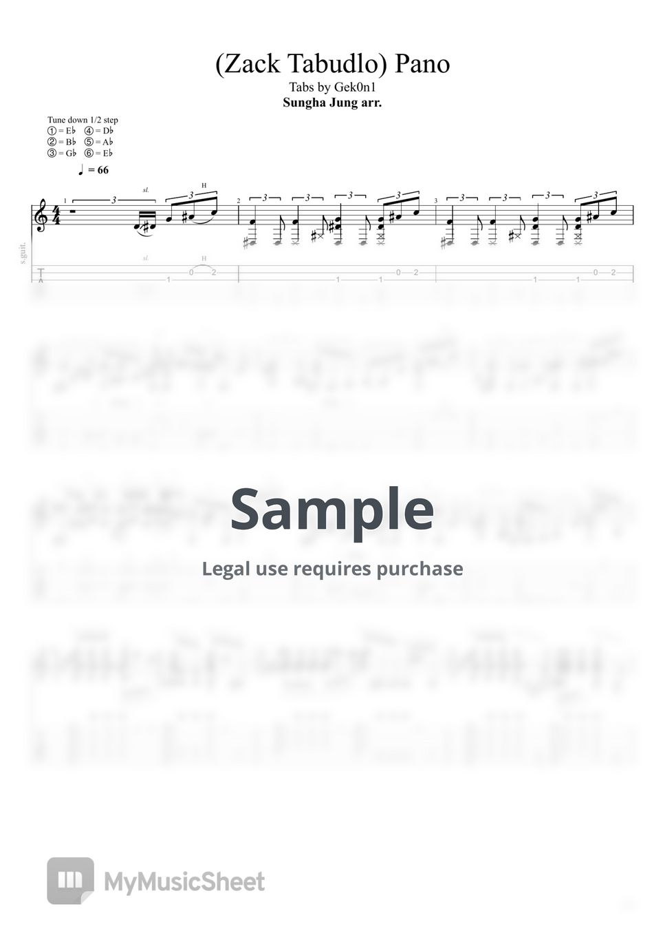 Zack Tabudlo - Pano (Sungha Jung's arr) Acoustic Guitar TAB PDF | Sungha  Jung | mymusic5, image size:967x1368