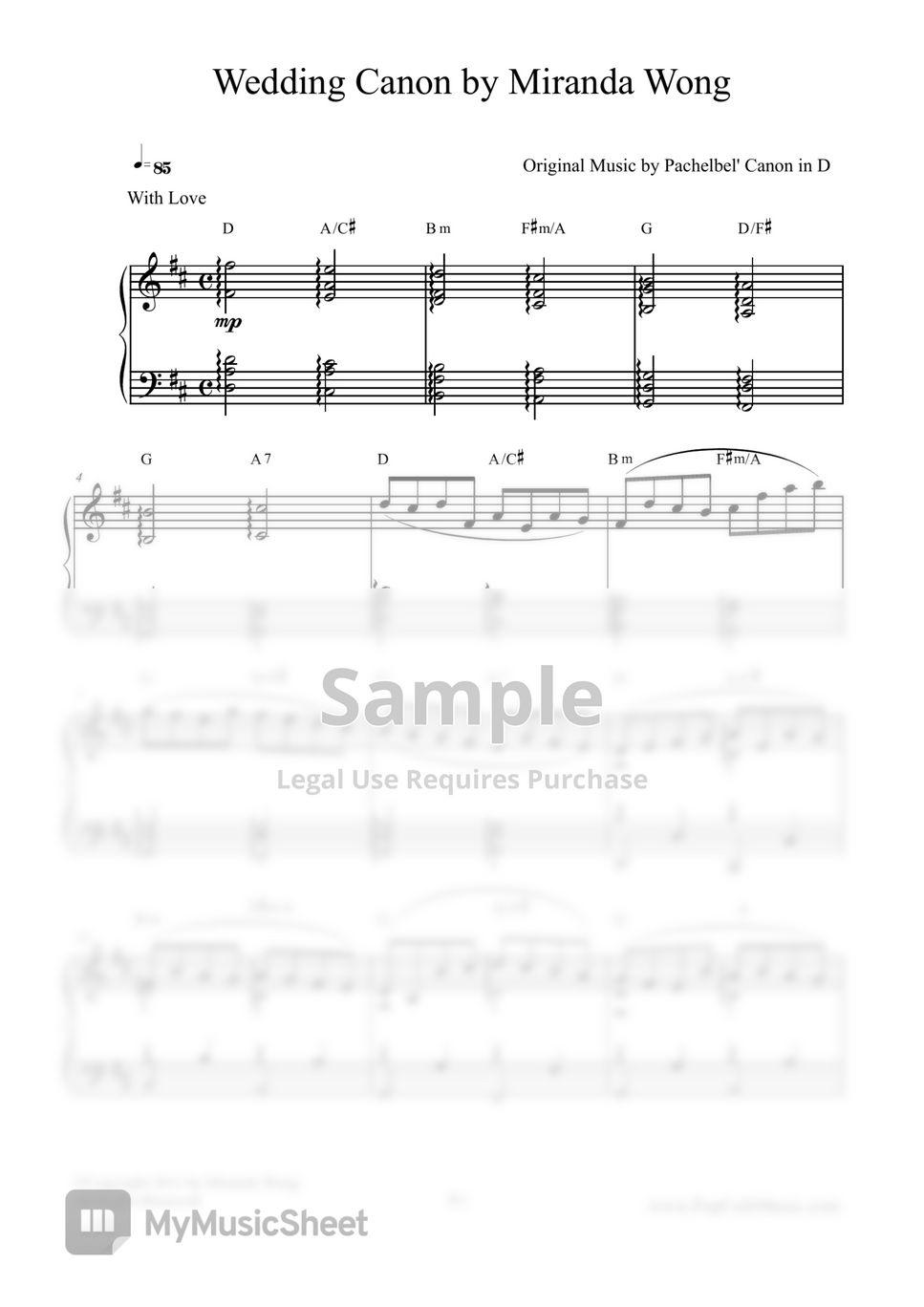 Pachelbel - Wedding Canon - Romantic Wedding Piano Music in D Key (New Popular Version) by Miranda Wong