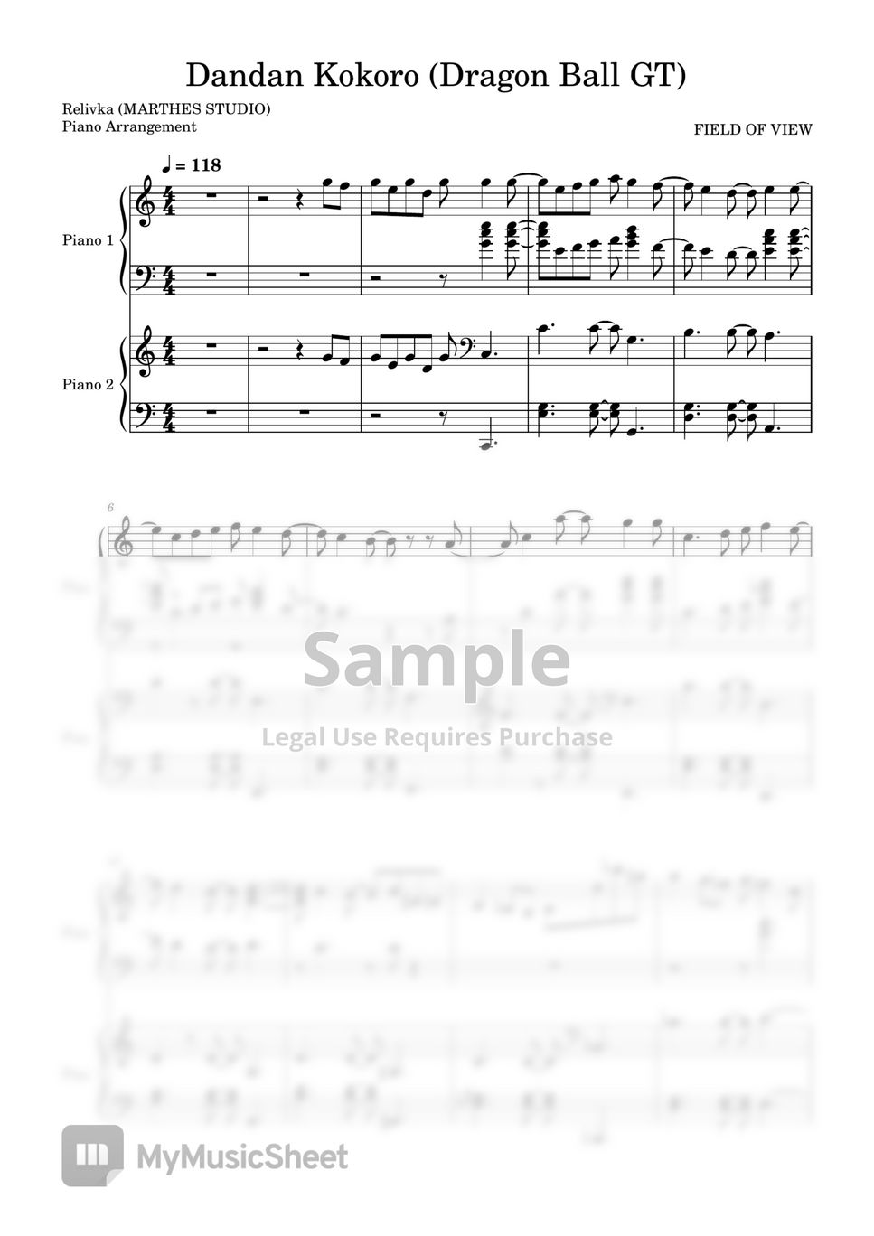 FIELD OF VIEW Dandan Kokoro (Dragon Ball GT) Sheets by Relivka (MARTHES STUDIO)