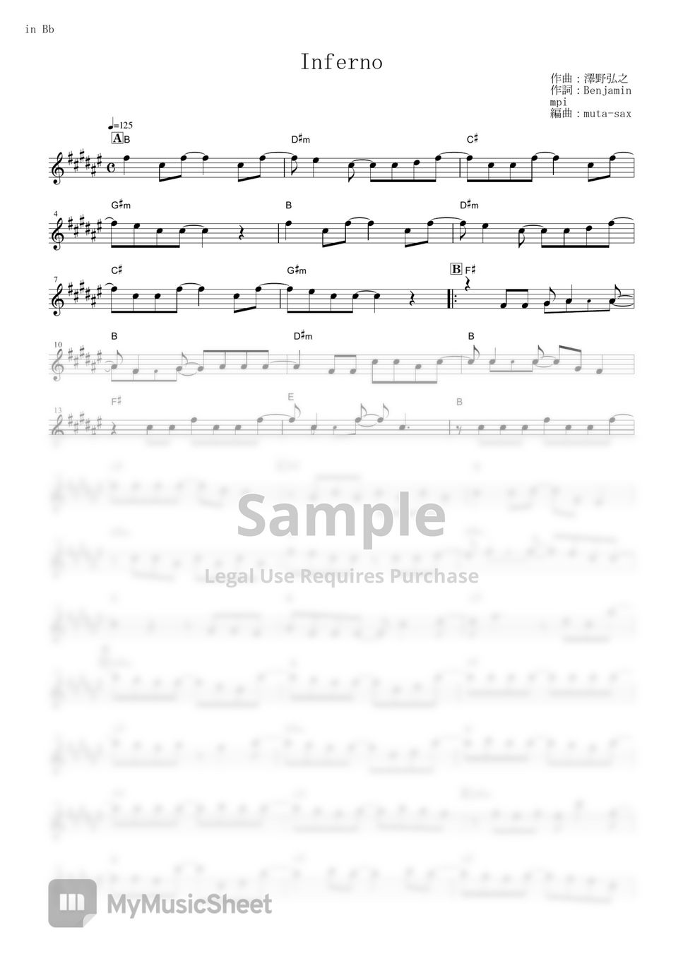 Hiroyuki Sawano - Inferno (Promare / in Bb) by muta-sax