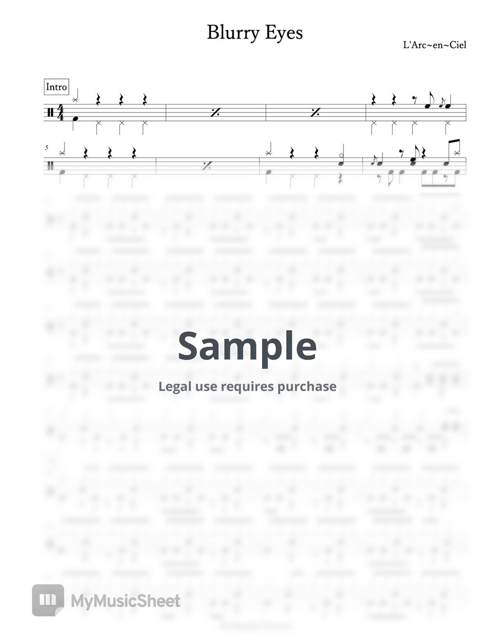 L'Arc~en~Ciel - Blurry Eyes Sheets by Arkadia Drums