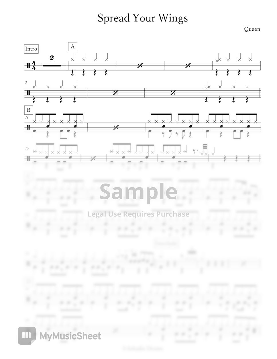 Queen - Spread Your Wings Sheets by Arkadia Drums