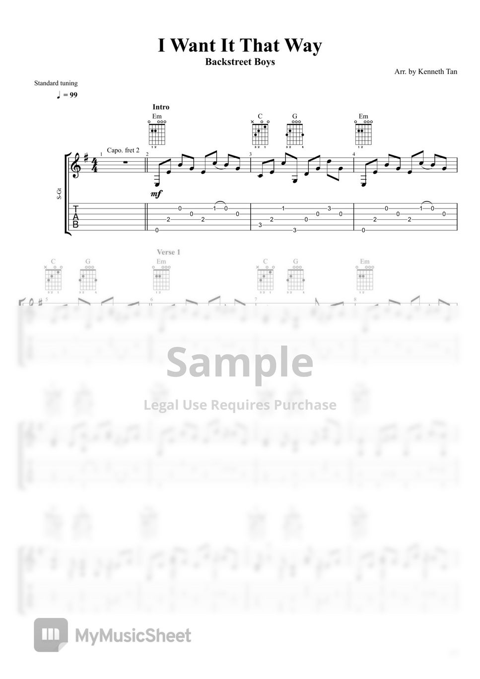 backstreet boys guitar chords