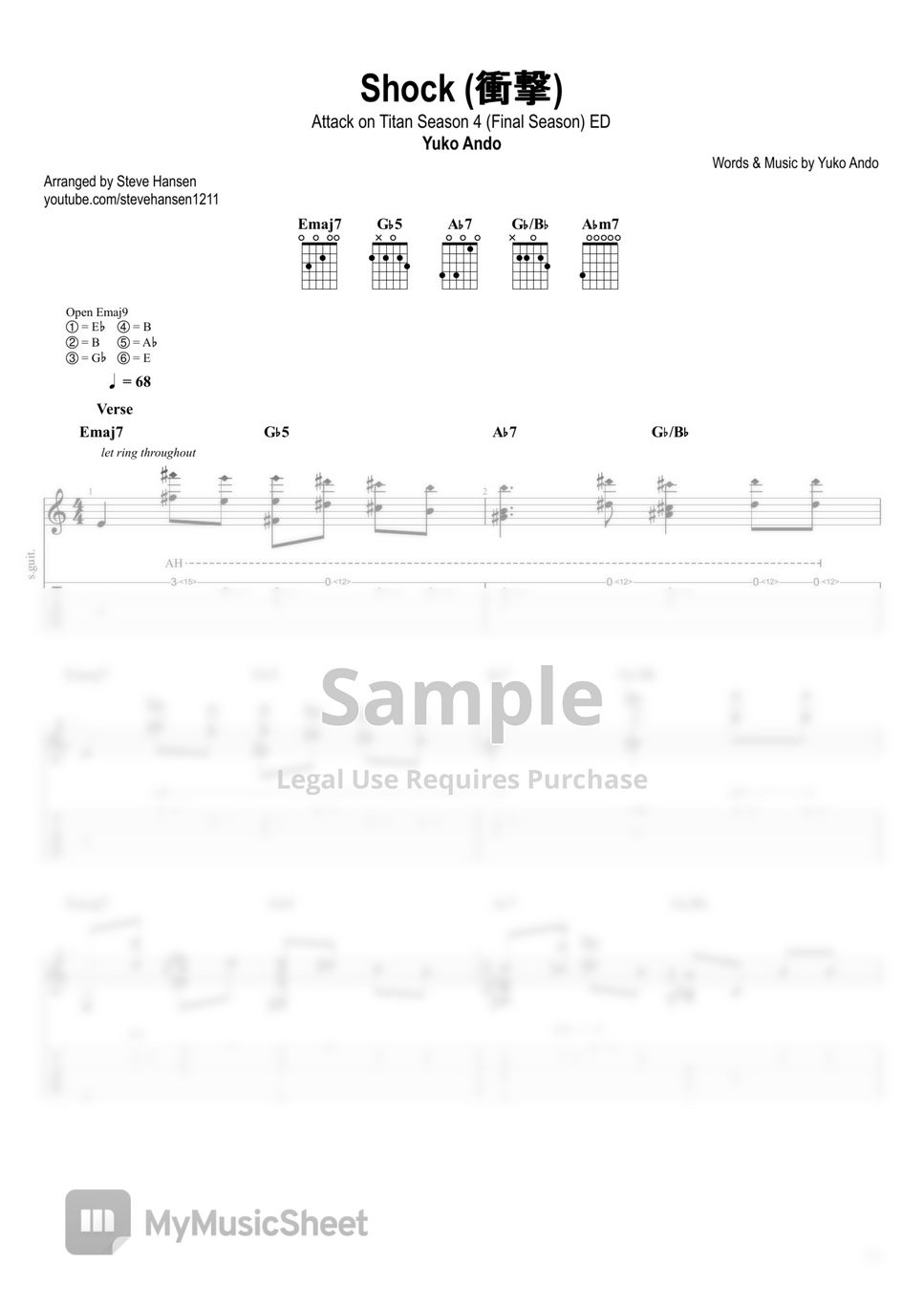 Shock - Attack on Titan season 4 ending song full Sheet music for