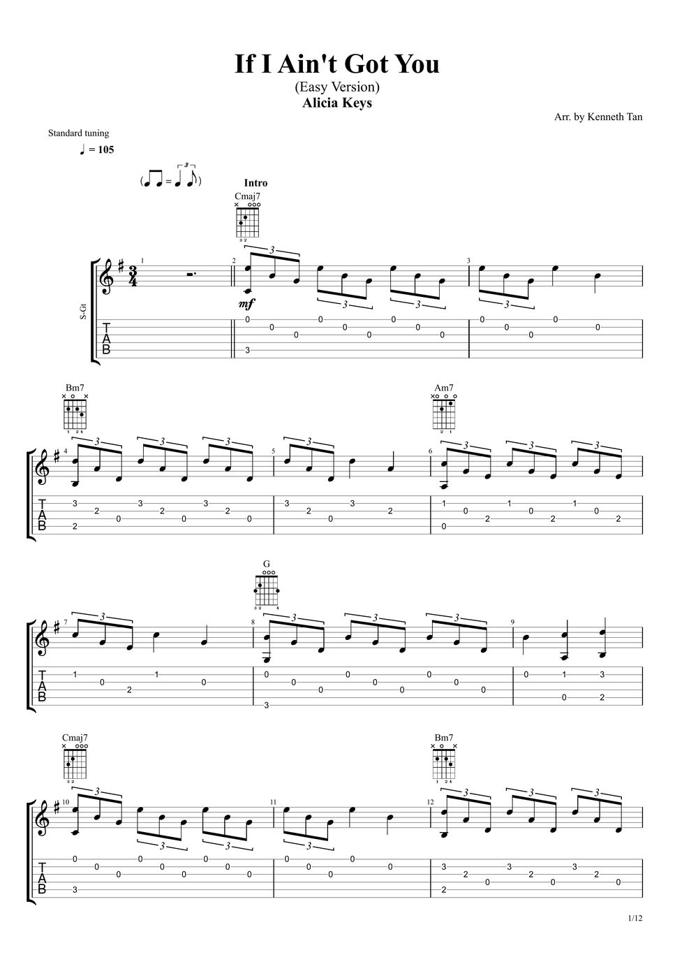 Alicia keys fingerstyle guitar if i ain t got you easy version