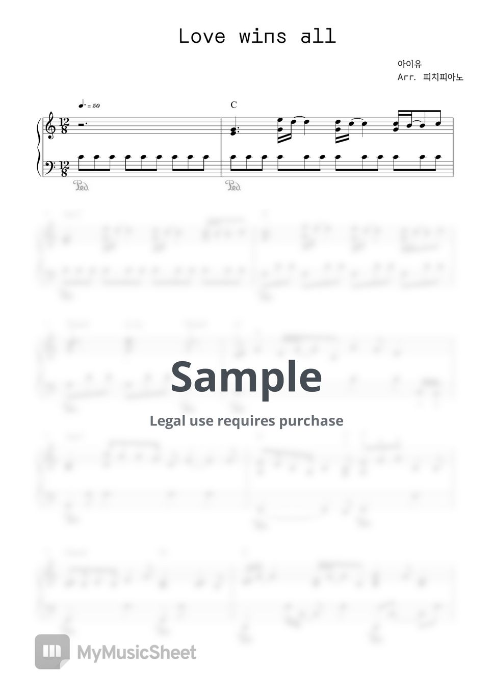 IU - Love wins all (original+easy ver.) Sheets by PeachPiano
