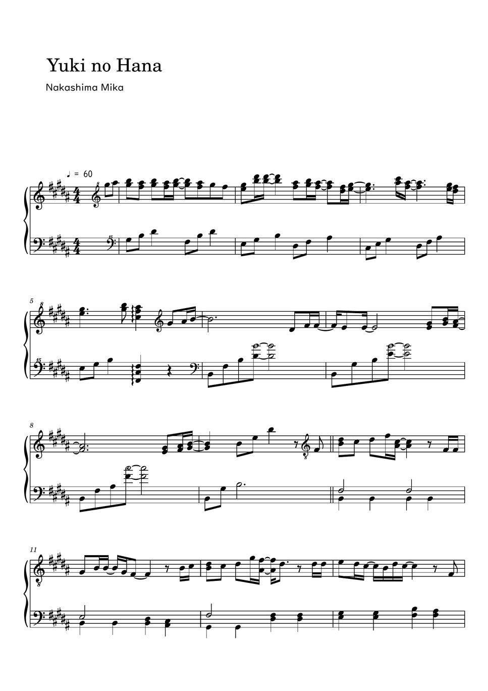 中島美嘉 Yuki No Hana 雪の華 Sheet Music Midi Sheets By Roxette