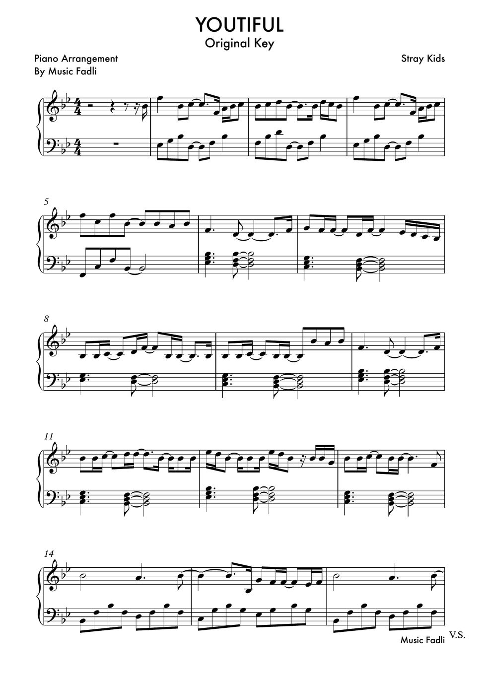 Stray Kids Youtiful Piano Sheets By Musik Fadli