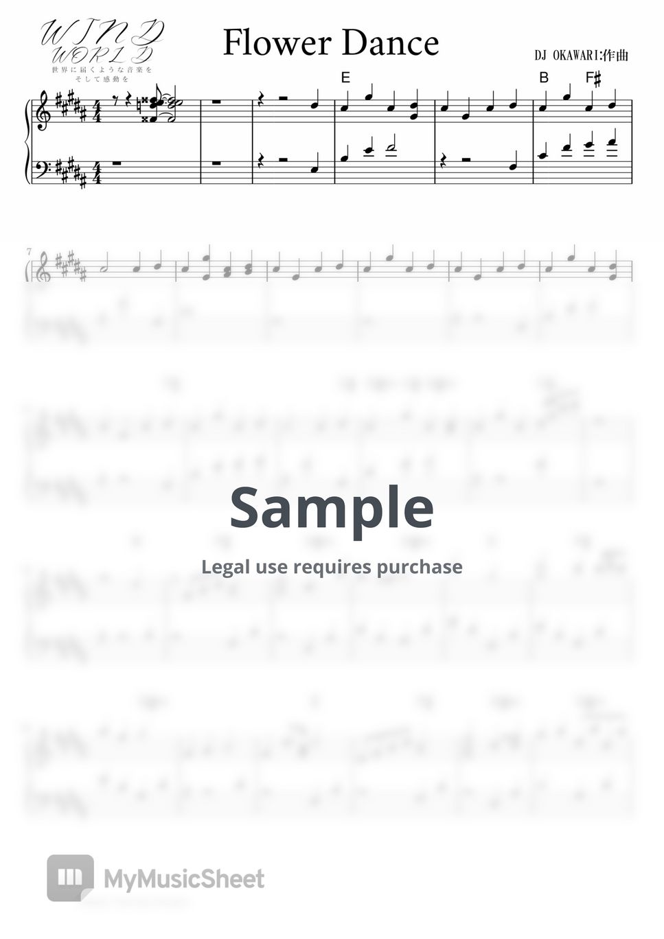 DJ OKAWARI - Flower Dance (Piano Solo) Sheets by Windworld