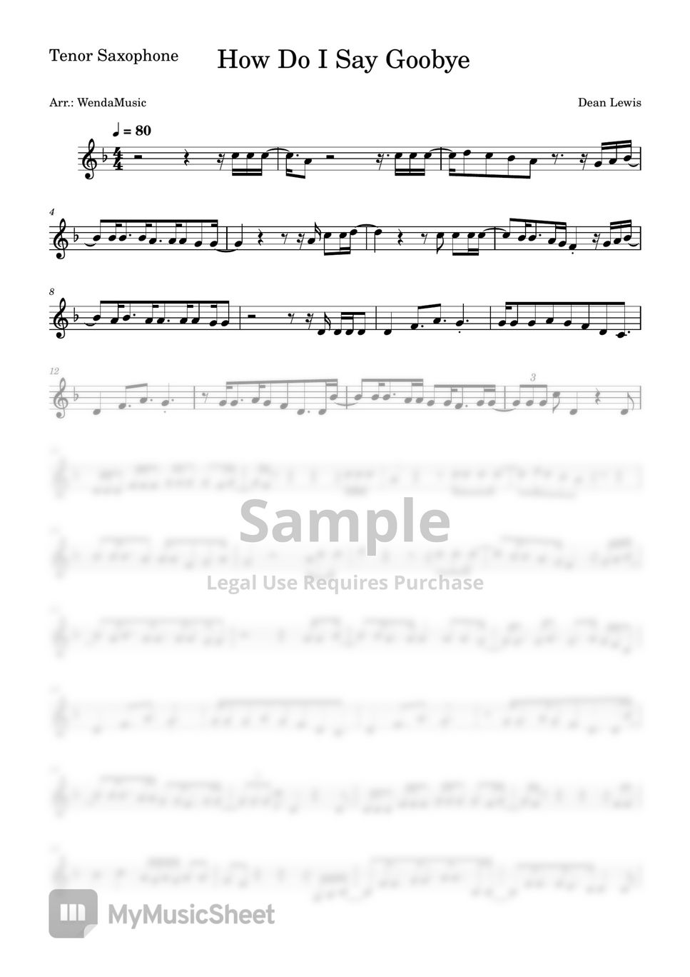 dean-lewis-how-do-i-say-goodbye-tenor-sax-sheets-by-wendamusic