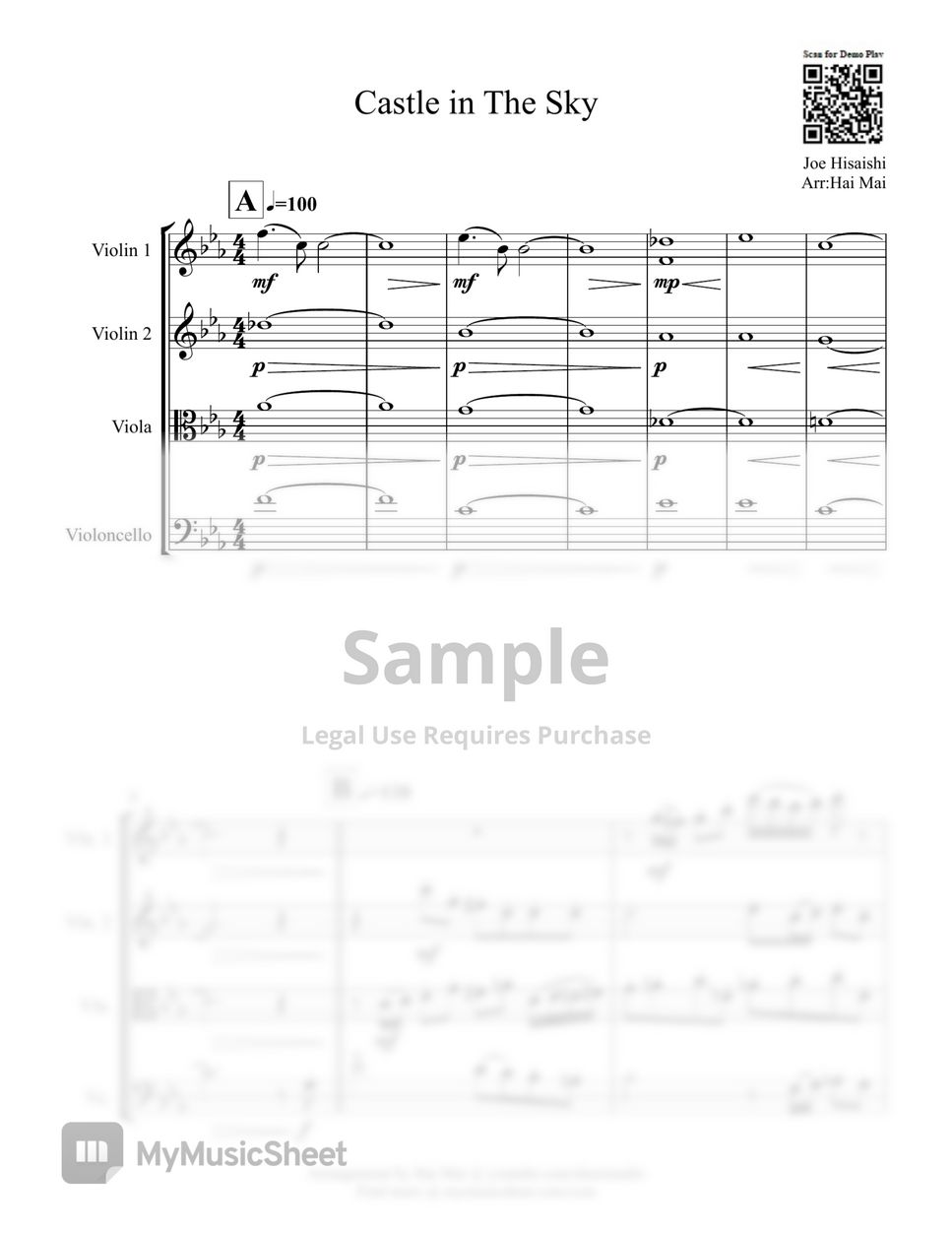 Joe Hisaishi Laputa Castle In The Sky For String Quartet By Hai Mai