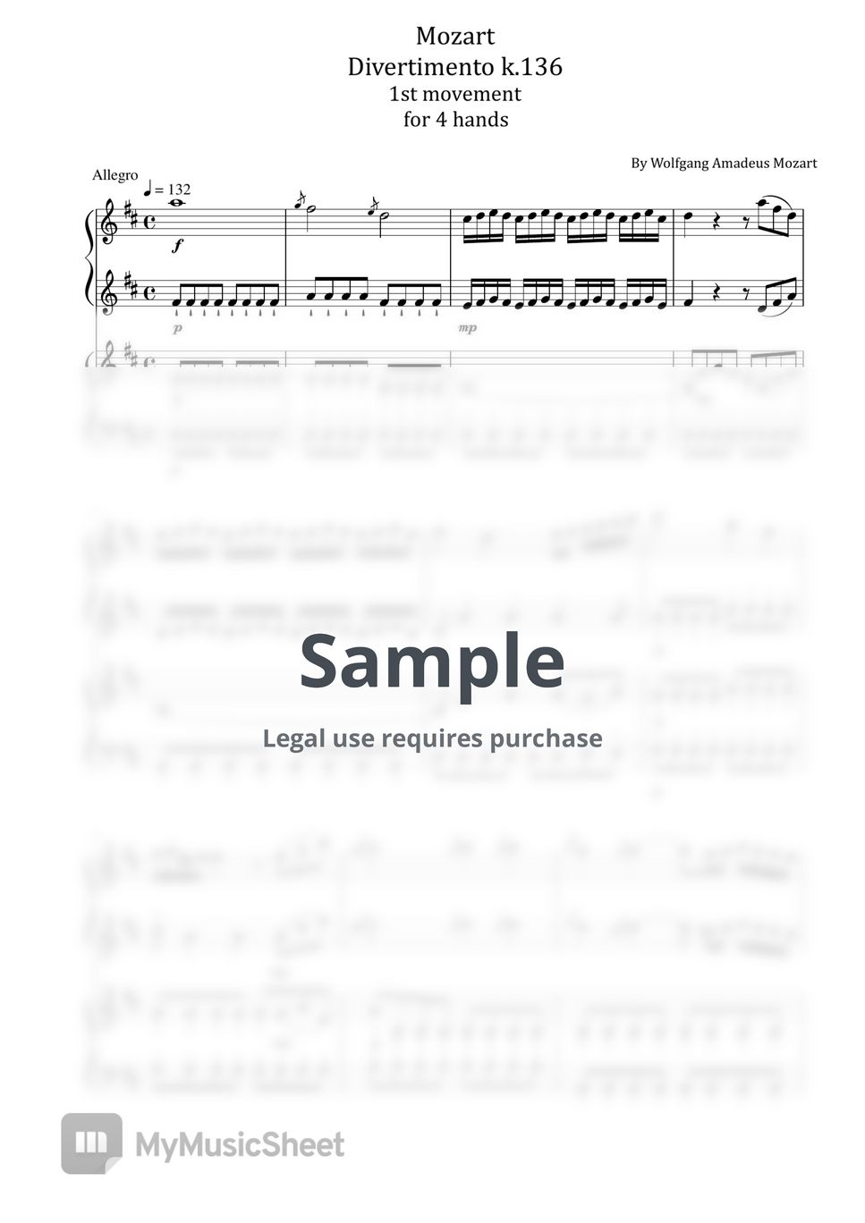 Wolfgang Amadeus Mozart Divertimento in D major, K.136/125a (Mozart