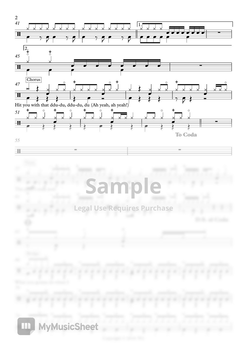 Blackpink DDUDU DDUDU(뚜두뚜두) (드럼악보) Sheet by Seonwook Kim