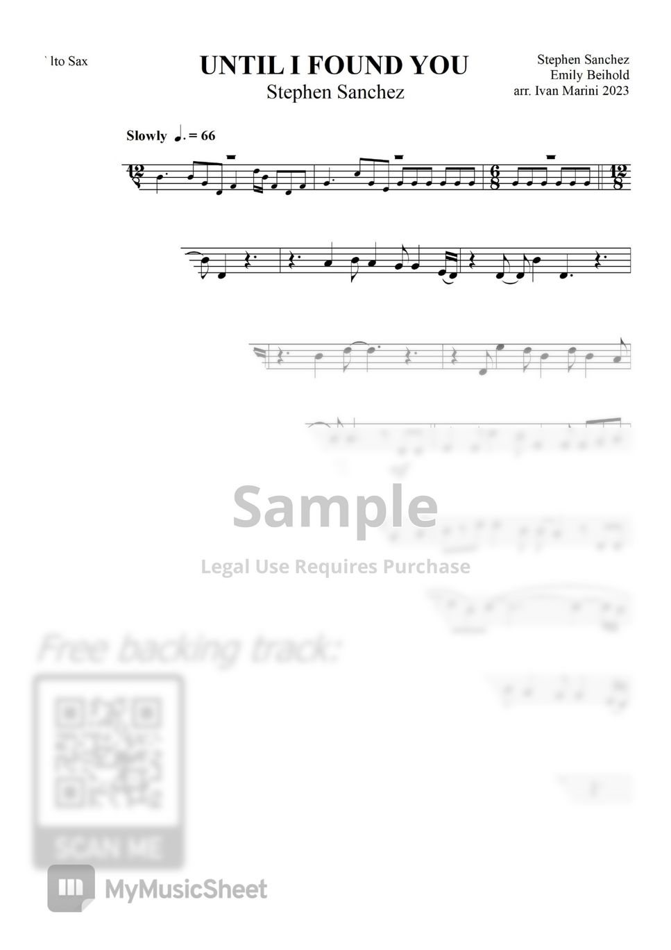 Backing track & Sheet Music for Saxophone 