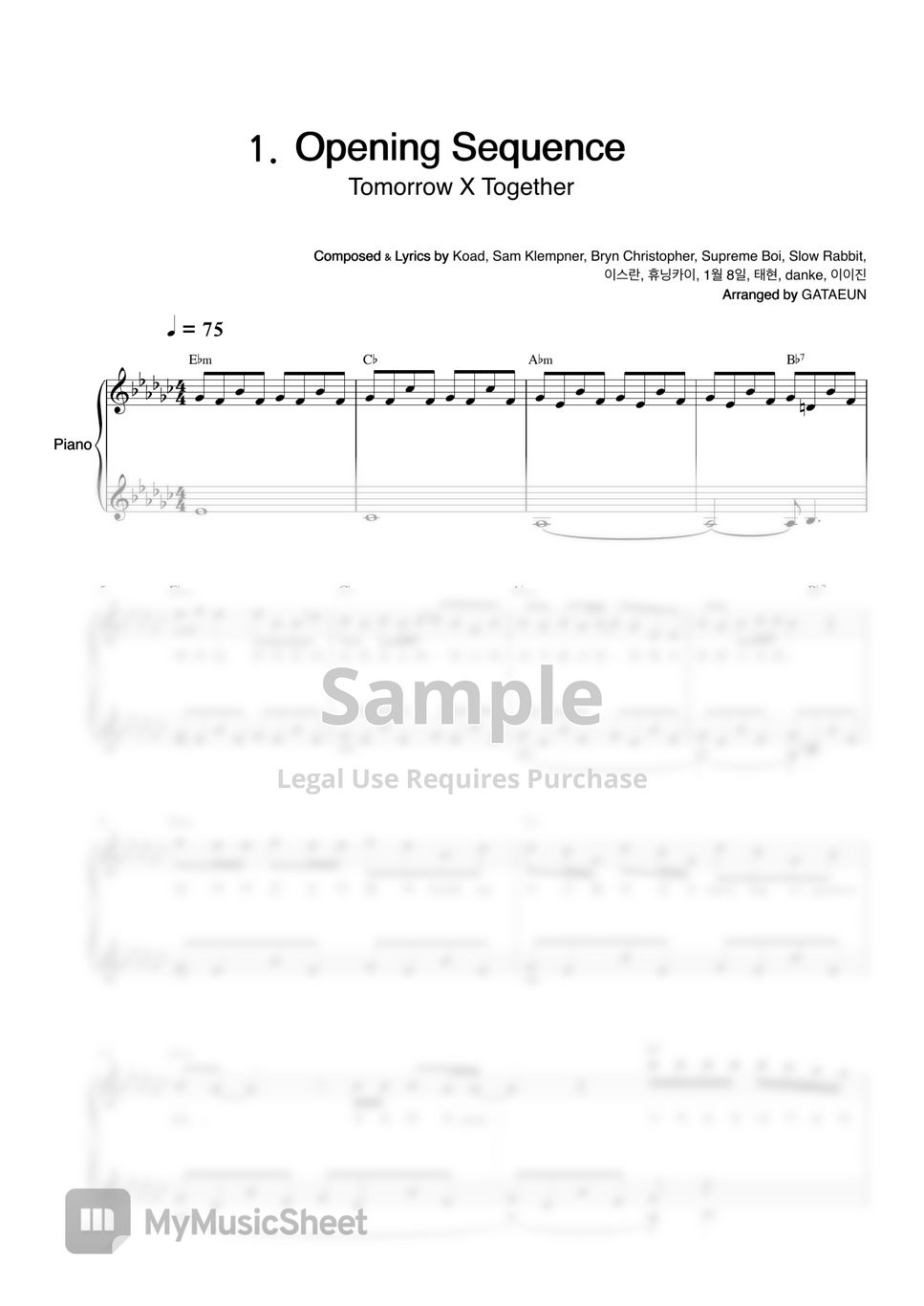 Tomorrow X Together - minisode2 Full Score Original Key Ver. by GATAEUN