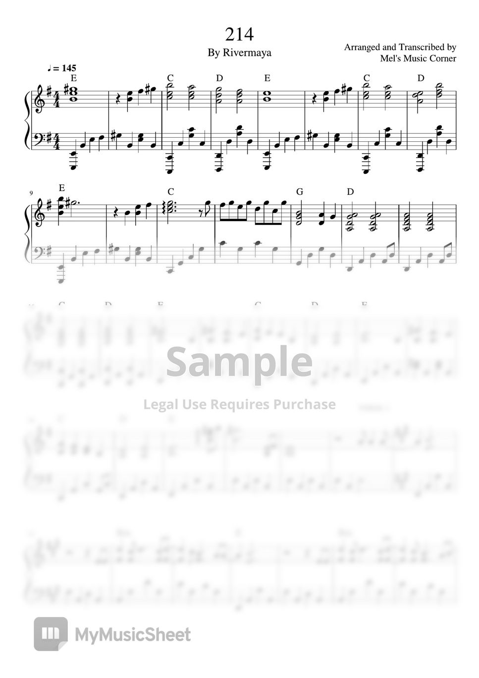 Rivermaya - 214 (piano sheet music) by Mel's Music Corner