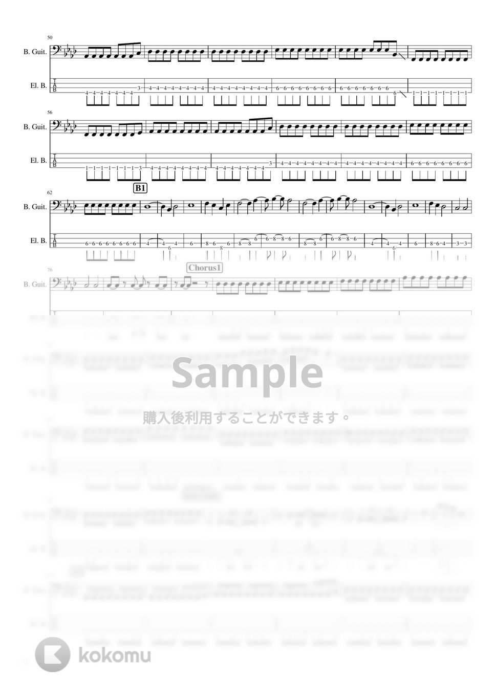 [ALEXANDROS] - 閃光 (ベース / TAB / スコア) by TARUO's_Bass_Score