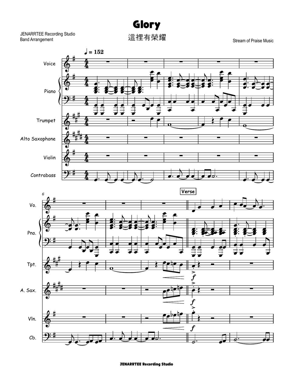 Stream of Praise Music - Glory (Band Arrangement) Sheets by JENARRTEE ...